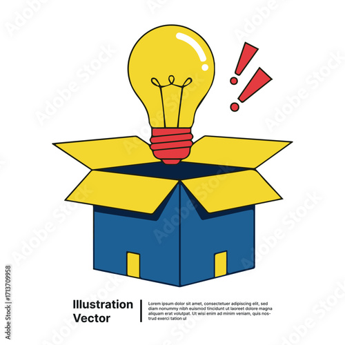 Bright Idea Emerges from a Box A Symbol of Innovation and Creativity