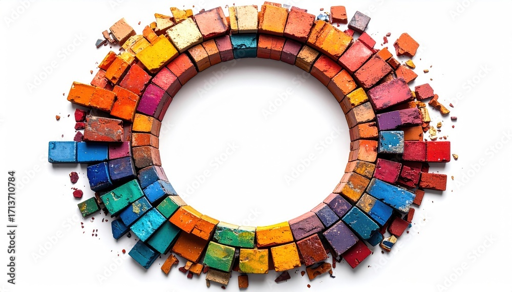 Fototapeta premium Colorful Circle of Broken Crayons.