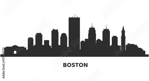 A silhouetted skyline of boston massachusetts with the city s name below