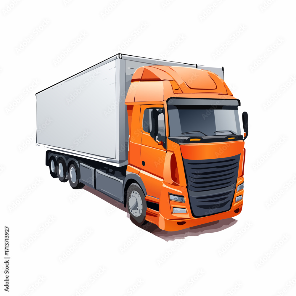 Fototapeta premium Orange semitruck transporting goods on highway delivering cargo with speed and efficiency representing modern logistics and transportation industry.