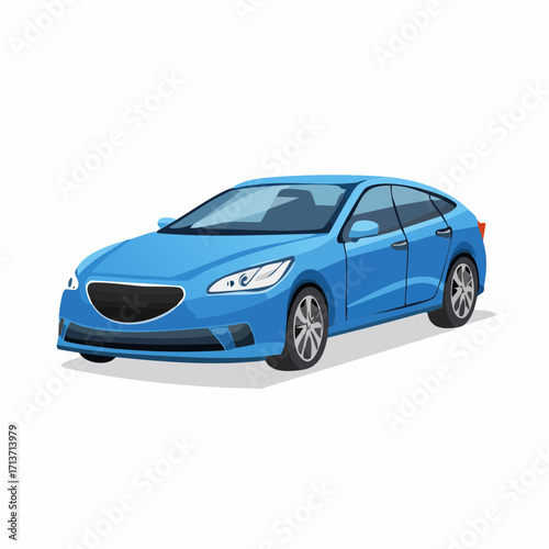 Blue sedan car parked on white surface showcasing its modern aesthetic and sleek lines in a clean and minimalist style.