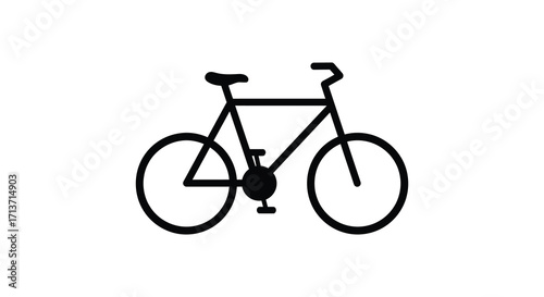 Simple black and white line drawing of a classic bicycle silhouette