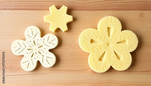 Create unique cleaning sponges by cutting shapes from natural or