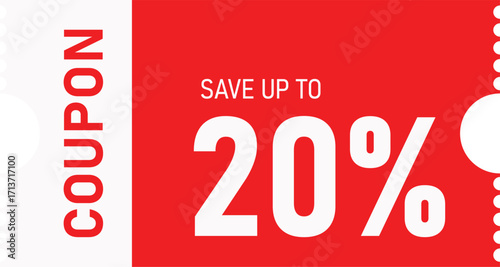 20% descount coupon Vector Icon. For Mobile and Web, Icon can be used for coupon, selling, label, sticker, ticket etc