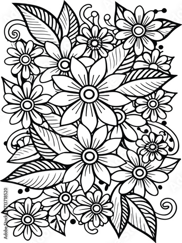 Flowers coloring pages for adults and kids 