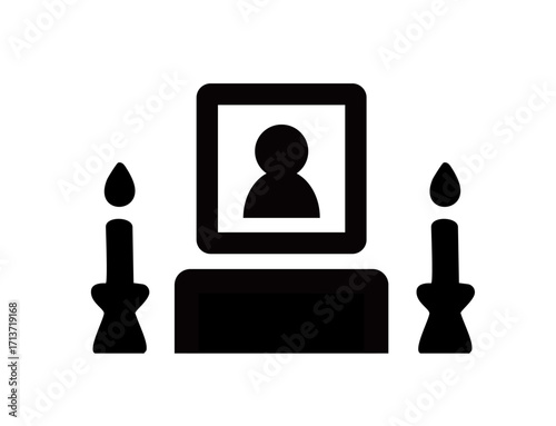 funeral icon 07 : Portrait with Candle Icon, portrait, candle, deceased, memorial, photo, remembrance, funeral, mourning, respect, tradition, loss, grief, bereavement, 