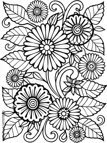 Flowers coloring pages for adults and kids 