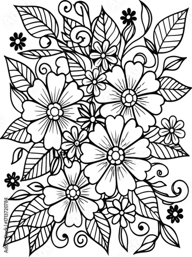 Flowers coloring pages for adults and kids 