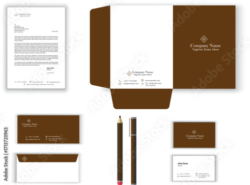 corporate modern stationery set design template. letterhead envelope , business card ,file folder with bleed .stationary set vector design letterhead, visiting card, envelop, folder
