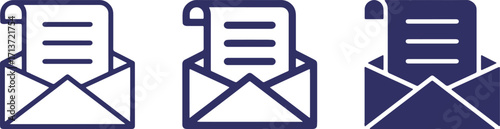 envelope, letter, mail, message, communication, email, correspondence, icon, symbol, graphic, design, vector, illustration, dark blue, outline, filled, white background