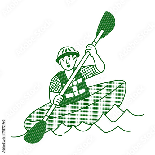 Sketchy style illustration showing a character doing canoeing 
