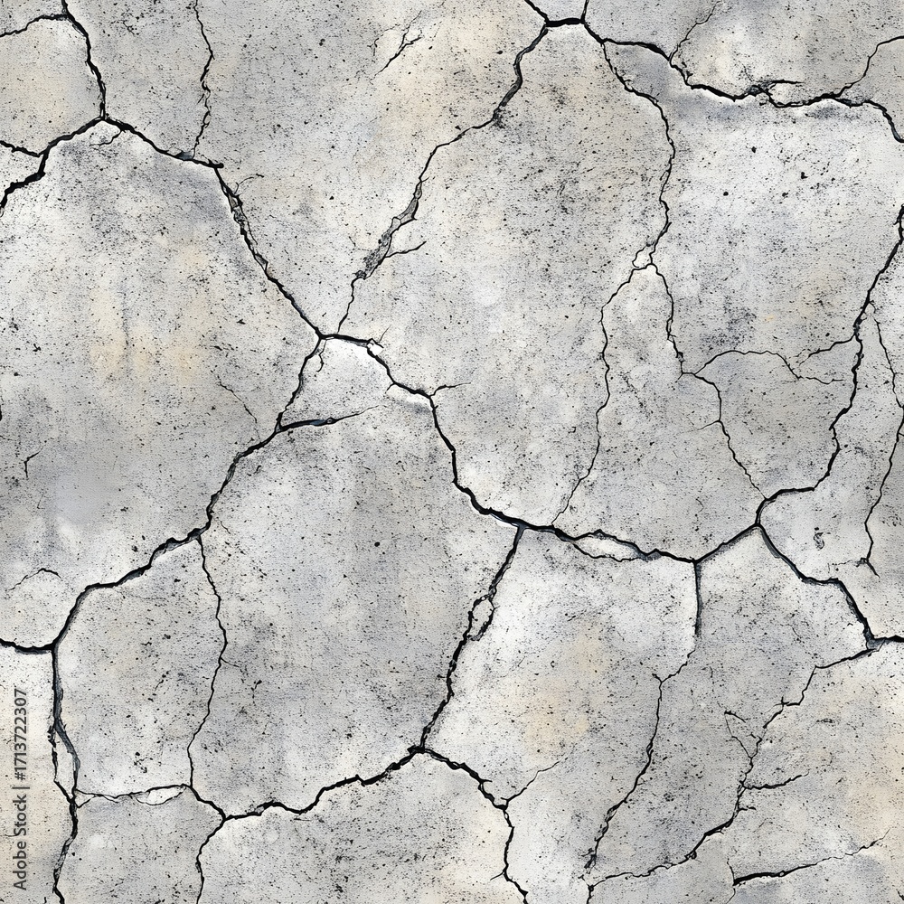 Fototapeta premium Seamless cracked concrete pattern with grunge texture and damaged surface design