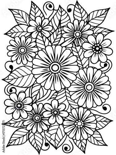 Flowers coloring pages for adults and kids 