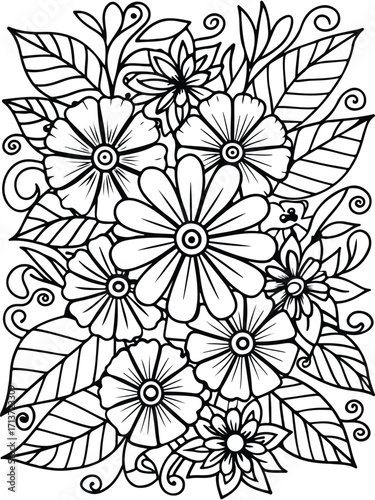 Flowers coloring pages for adults and kids 