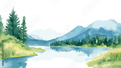 Pelister National Park. Pelister National Park watercolor vector illustration