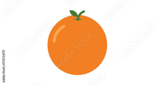 A simple, flat illustration of a bright orange fruit with a green stem on a white background.
