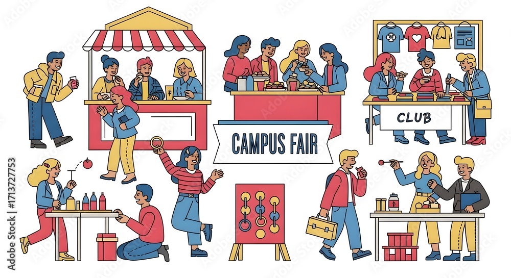 Fototapeta premium Vibrant Campus Fair Illustration