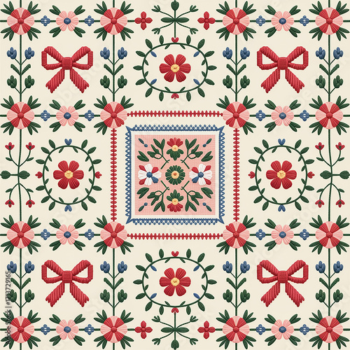 Needlepoint Seamless Digital Print Background