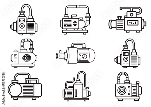 Vacuum pump line art vector