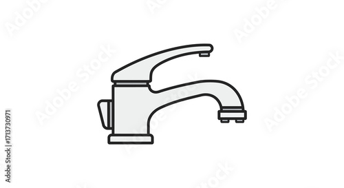 Simple illustration of a modern bathroom faucet in grayscale design