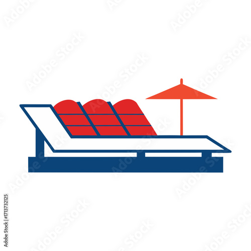Cruise deck with lounge chairs illustration for relaxation and leisure