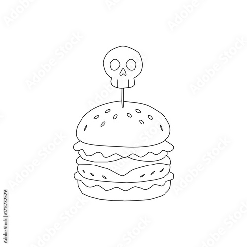 doodle burger pattern background. doodle fast food burger seamless pattern background. seamless pattern of hamburger in doodle style. Seamless Pattern of a Cheese Burger. Burger with stick. 