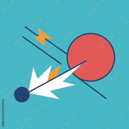 inelastic collision illustration with comet and celestial body