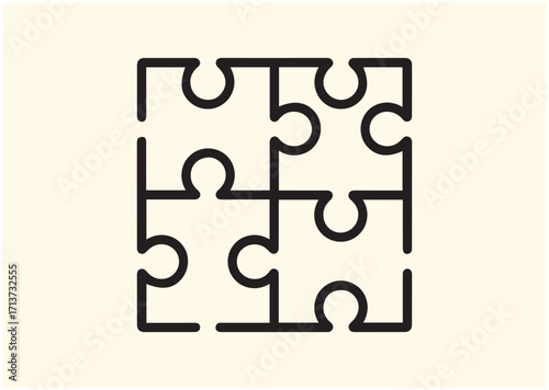 Collaboration puzzle line art vector