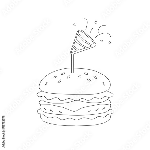 doodle burger pattern background. doodle fast food burger seamless pattern background. seamless pattern of hamburger in doodle style. Seamless Pattern of a Cheese Burger. Burger with stick. 