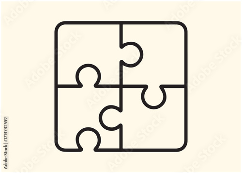 Collaboration puzzle line art vector