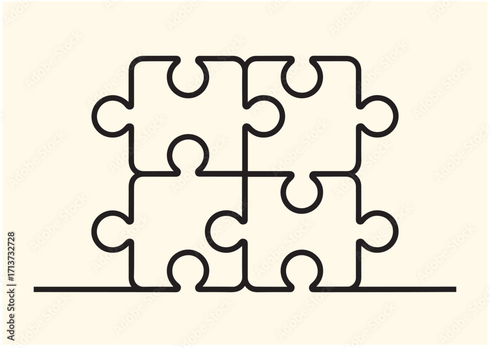Fototapeta premium Collaboration puzzle line art vector