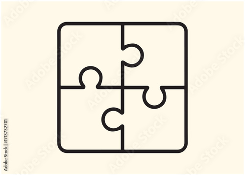 Collaboration puzzle line art vector