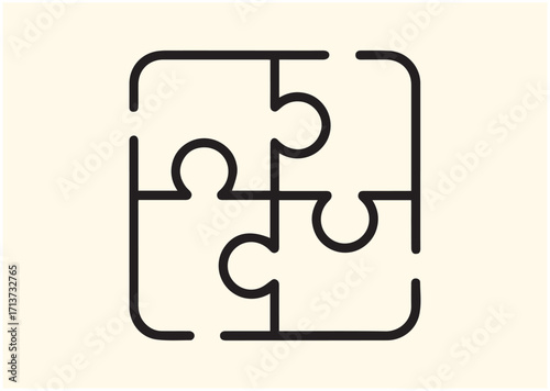 Collaboration puzzle line art vector