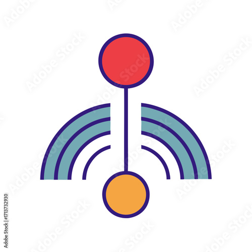 Resonance illustration with circles and arcs on transparent background