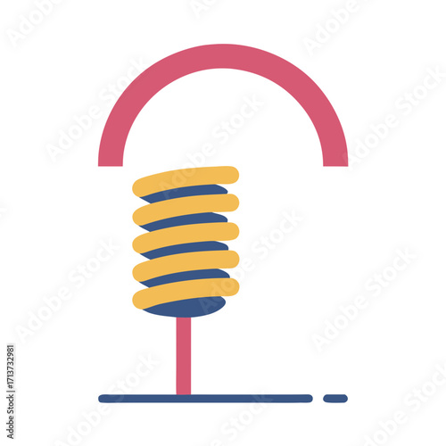 Abstract representation of a spring mechanism with a curved top element