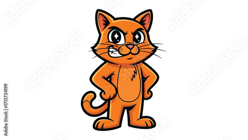 Animated Mischief: A spirited cartoon cat stands poised with a mischievous grin, brimming with personality and charm, ready to unleash a playful escapade.