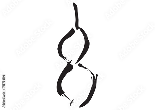 篆書体、甲骨文字風「午」筆文字イラスト