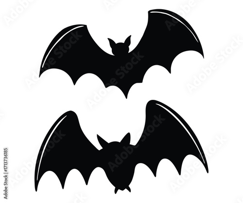 Flying Bat Silhouettes Set Halloween Decoration & Spooky Design Elements