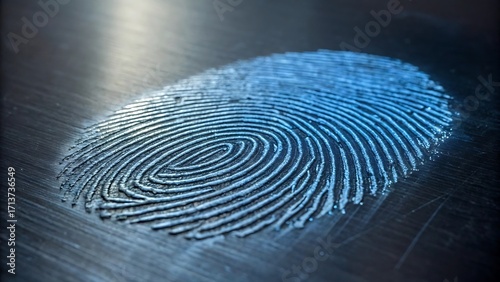 Fingerprint detail on dark metallic surface whorl ridge