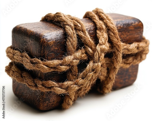 Wooden block wrapped in rope