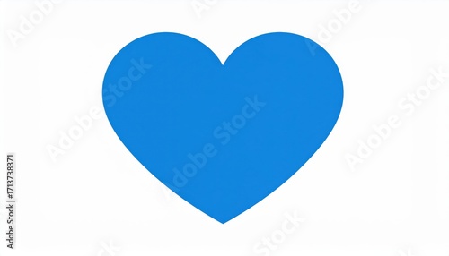 A solid, vibrant blue heart shape stands out against a plain white background.