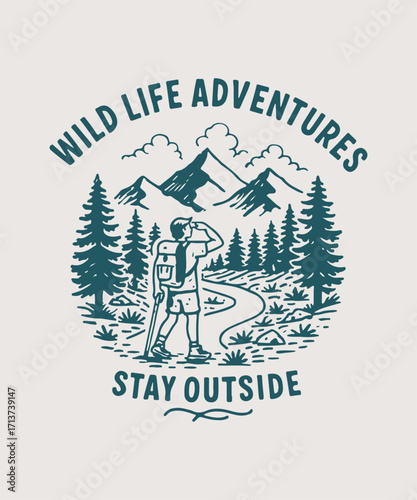 design vintage retro tshirts with handdrawn illustrations and outdoor clothing