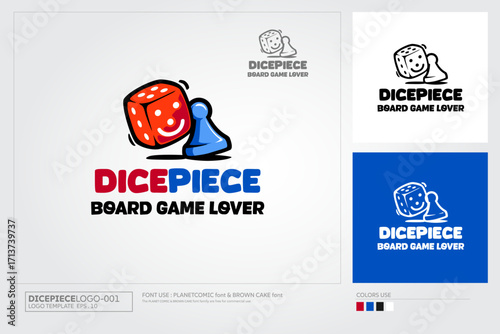Dice Piece Game Lover Vector Logo Design. Die Game Piece Illustration dice gambling Vector Logo Illustration. 