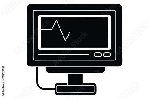 icu monitor silhouette vector icon