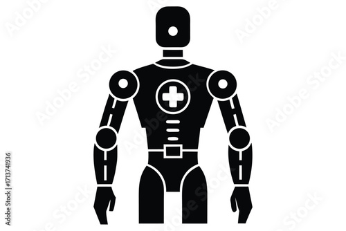 medical ai robot silhouette vector icon