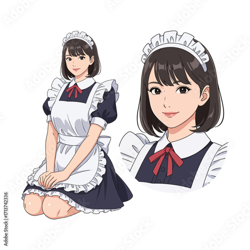 Beautiful Anime Maid Girl Illustration