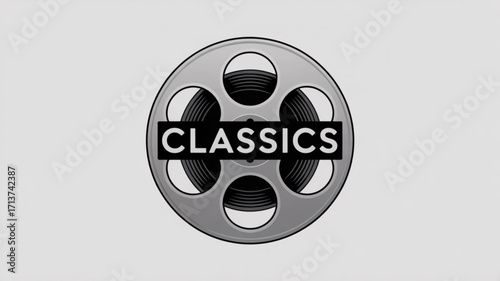 Vintage film reel with classics text for movie lovers and retro cinema enthusiasts and classic film buffs