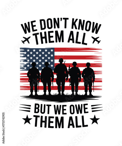 Silhouette soldiers in front of distressed American flag