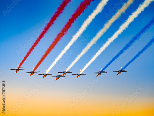 Wallpaper Mural Patrouille de France flying in formation on a clear blue sky at an airshow Torontodigital.ca