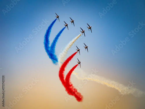 Wallpaper Mural Patrouille de France flying in formation on a clear blue sky at an airshow Torontodigital.ca
